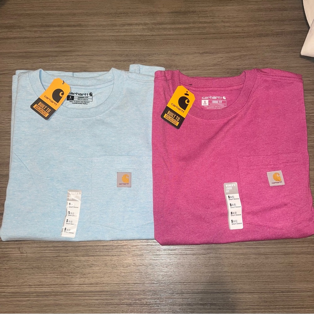 Lot of 2 Women’s Carhartt Loose Fit Short Sleeve T-Shirts | Size S & 1X|